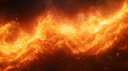 Poster - Fiery Abstract Waves of Blazing Flames in Vibrant Orange and Deep Red Tones