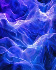 Poster - Abstract Waves of Blue and Purple Light Flowing in Motion