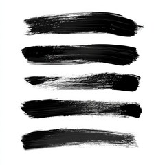 Poster - Abstract Black Brushstrokes Collection on White Background for Graphic Design Elements