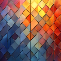 Aufkleber - Abstract geometric wall tile pattern in warm orange and cool blue colors