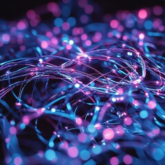 Poster - Colorful Fiber Optic Lights with Vibrant Bokeh Effects