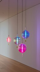 Poster - Colorful Hanging Lights with Soft Glow in Modern Interior Space