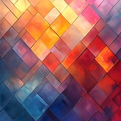 Poster - Abstract geometric pattern with vibrant colorful squares forming gradient effect