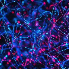 Poster - Colorful Abstract Network with Glowing Nodes and Fluid Movement