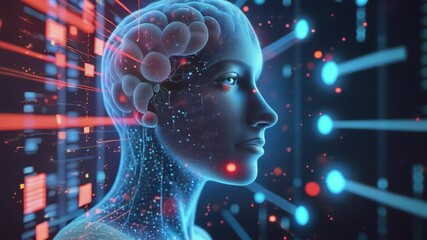 Aufkleber - Digital background perfect for tech processes, neural networks, artificial intelligence, data transfer and encryption, digital archives