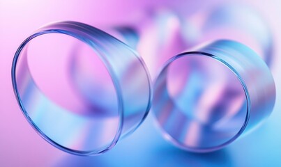 Poster - Abstract blue and purple glass rings.