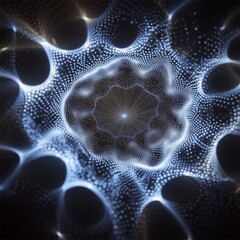 Aufkleber - Illuminated Abstract Tunnel of Dots: An Exploration of Light, Form, and Space with a unique perspective.