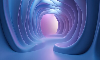 Poster - Abstract blue and purple glowing tunnel.