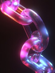 Poster - Luminous Chain Links Intertwined in a Dance of Neon Light against Dark Backdrop Strength and Connection