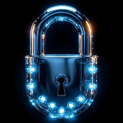 Poster - glowing padlock icon symbolizing transparent and reliable security