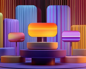 Aufkleber - Colorful Abstract Display with Geometric Shapes and Light Patterns