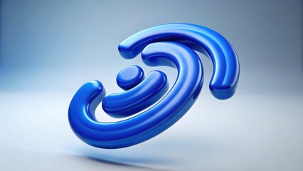Poster - Abstract Blue Symbol: A captivating close-up of a vibrant, abstract blue symbol with smooth, glossy surfaces, floating against a serene gradient background, showcasing a modern, dynamic design.