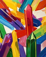 Poster - Vibrant Colorful Crystal Shapes Arrange for Abstract Background Art