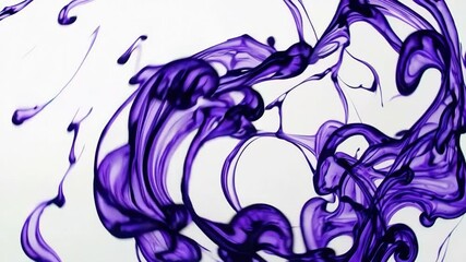 Poster - Purple ink swirling in water, abstract art design. Creative color fusion concept