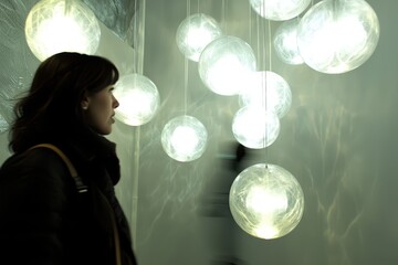 Poster - Modern Art Installation of Glowing Spheres in Contemporary Space