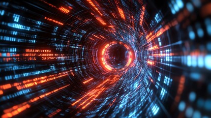 Poster - Cybersecurity defense system digital shield with metallic lock, protecting data streams from flowing binary code, hightech ambiance, 4K resolution, hyperrealistic