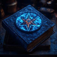 Poster - Glowing Compass Rose Overlaying Mystical Book Symbolizing Education and