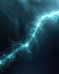 Poster - Vibrant Electric Blue Lightning Bolt on Dark Background Design