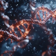 Poster - Abstract Representation of DNA Structure in Vibrant Colors and Light