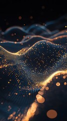 Poster - Abstract Digital Waves with Glowing Particles and Smooth Curves