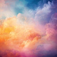Poster - Colorful Abstract Cloud Formation with Soft Pastel Tones in Sky
