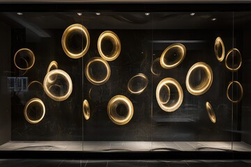 Poster - Elegant Golden Circles Creating a Modern Art Installation Display
