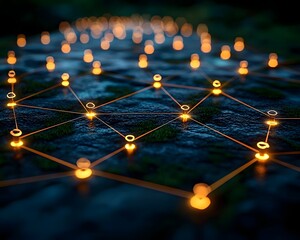 Poster - glowing dynamic network connecting professionals with equity and