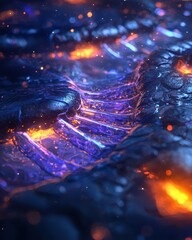 Poster - Abstract Texture with Glowing Elements in Vibrant Color Scheme