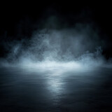 Dark, moody scene: misty ground, smoky atmosphere
