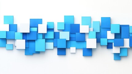 Fototapete - Abstract blue and white cube pattern.