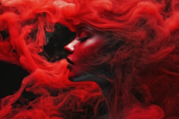 Poster - Intense red smoke billows in the air against a black background in this stock video footage Intense and dynamic red backdrop .
