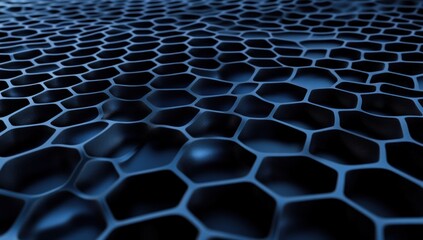 Poster - Abstract dark blue honeycomb pattern, 3D rendered texture.