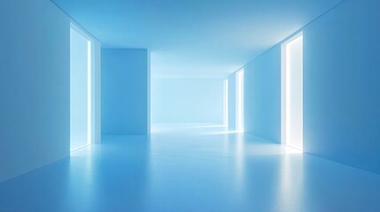  Empty Blue Corridor with Light