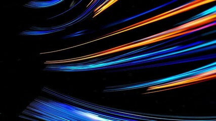 Aufkleber - Dynamic neon blue light trails on black background, futuristic motion concept