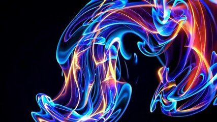 Aufkleber - Vibrant swirling abstract light patterns in blue and orange on dark background. Energy flow concept