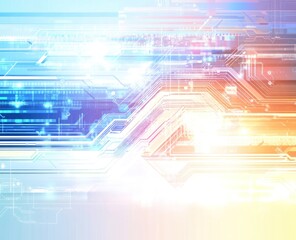 Poster - Abstract digital technology background with glowing lines and circuits.