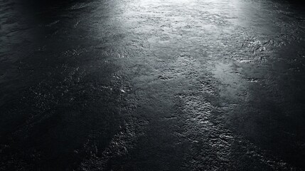 Poster - Dark Textured Surface Background Image: Abstract Black Concrete Wall with Subtle Light Reflection