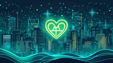 Poster - Innovative World Hepatitis Day Banner Featuring Futuristic Cityscape and Holographic Health Elements
