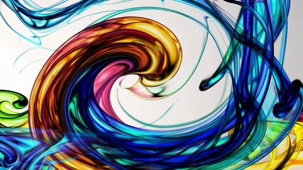 Poster - Vibrant swirling colorful abstract patterns on white background. Art and creativity concept