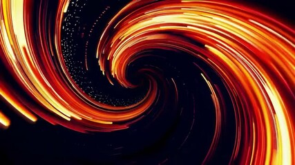 Leinwandbilder - Abstract orange and red light swirl on black background, dynamic energy concept