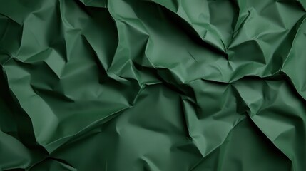 Poster - Crumpled green wrapping paper creating textured, abstract background pattern with visual depth and graphic potential for creative design projects
