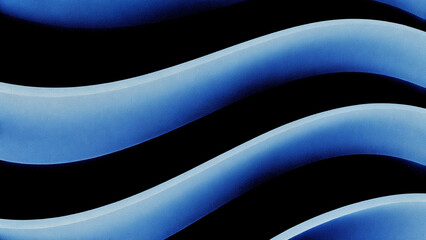 Poster - Abstract Blue Wave Forms on Black Background