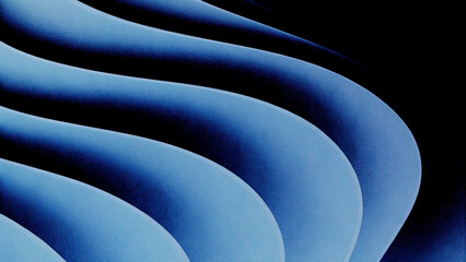 Poster - Abstract Blue Wave Forms on Black Background