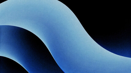 Poster - Abstract Blue Wave Forms on Black Background
