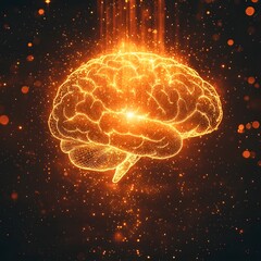 Poster - glowing outline of a brain representing mental health and mindfulness concept