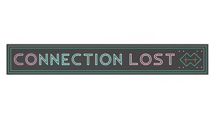 Poster - technical difficulties concept, futuristic glitch text connection lost dark background evokes sense 