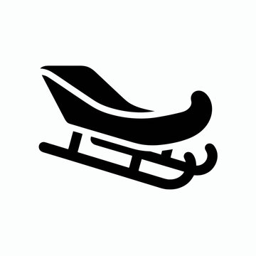 very simple flat and minimalist Toboggan silhouette in black on a white background