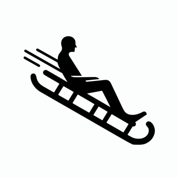very simple flat and minimalist Toboggan silhouette in black on a white background