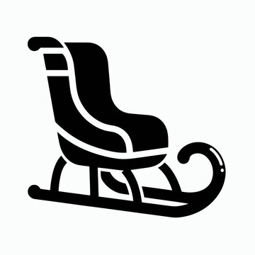 very simple flat and minimalist Toboggan silhouette in black on a white background