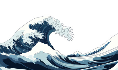 Poster - Dynamic Tsunami Wave Cross-Section Vector Illustration in Minimalist Style